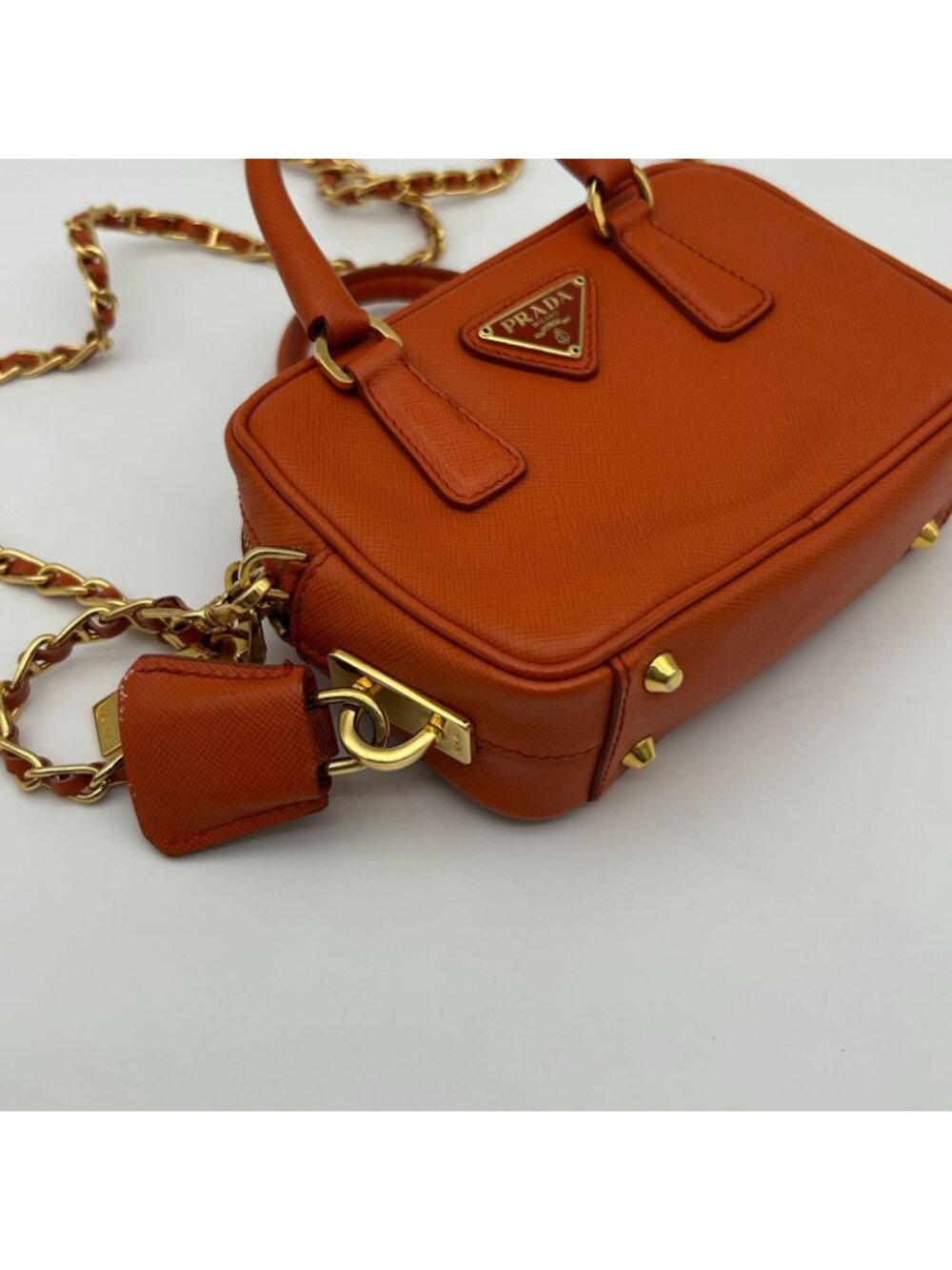 Prada Orange Saffiano Leather Shoulder - Picture 11 of 15